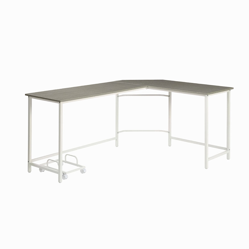 L-Shape Rectangular Computer Desk, Gray/White
