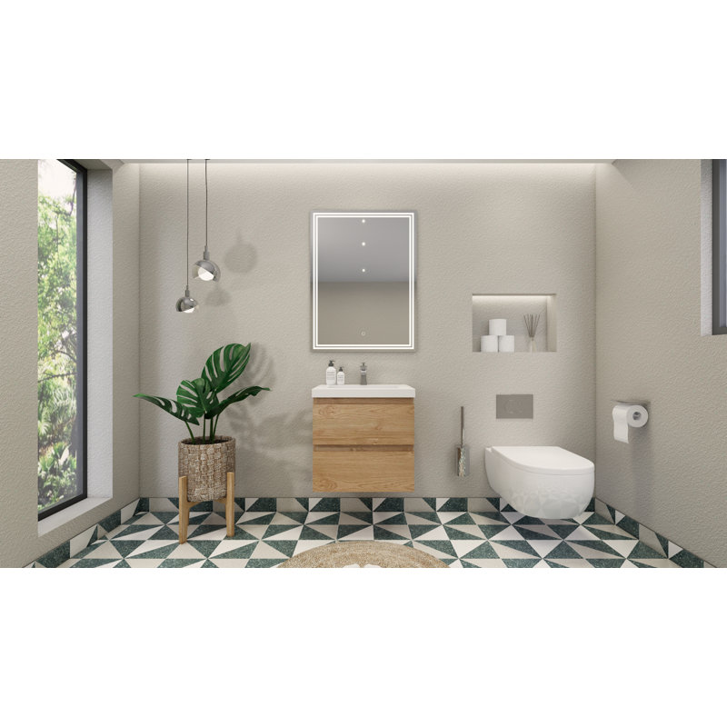 Aylanna Single Bathroom Vanity with Acrylic Top, New England Oak