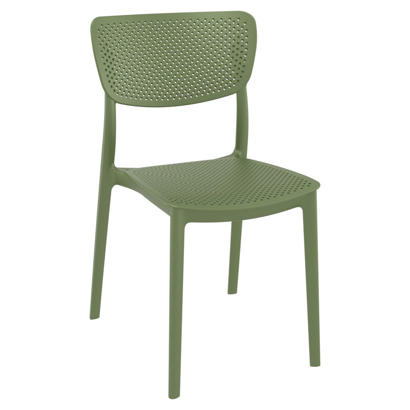 Farrah Square Stackable Plastic 3-Piece Patio Dining Set, 29.5" H x 23.6" L x 23.6" W, Olive Green