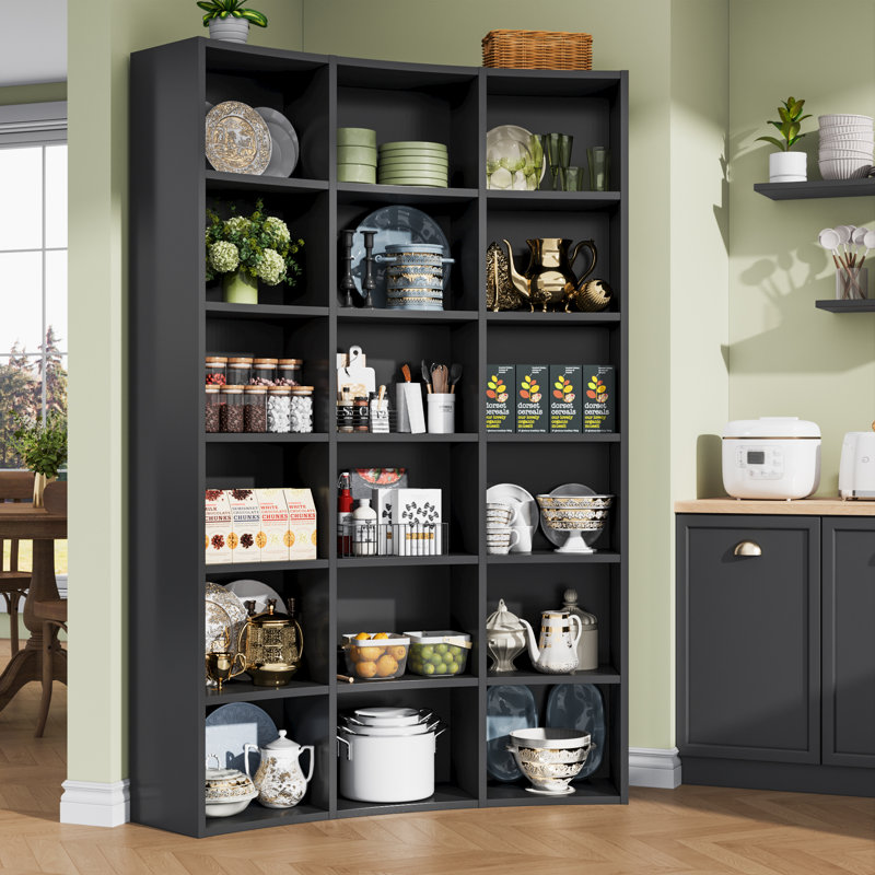 71" Curved Bookshelf,triple Width 6 Tier Bookcase With Storage Cabinet,modern Tall Bookshelf With 18 Open Display Shelves, Floor Standing Book Shelf For Living Room