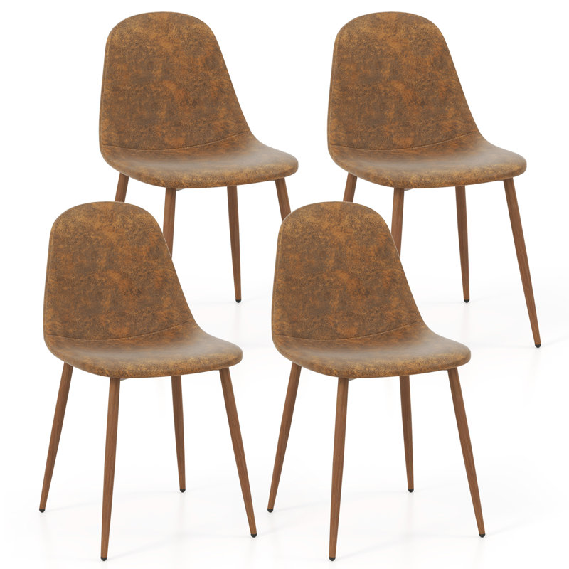  Ensemble de 4 chaises de salle à manger rembourrées en similicuir avec pieds en métal