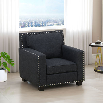 Black Linen Nailhead Trim Chair