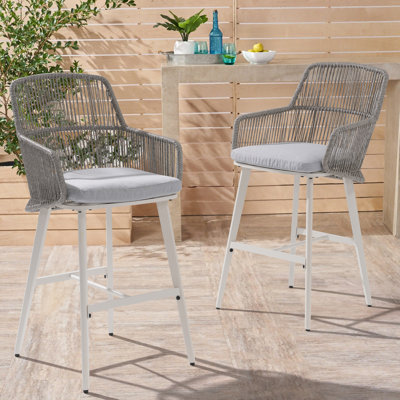 Brookens 46" H Cast Aluminum Bar Stool with Cushions (Set of 2)