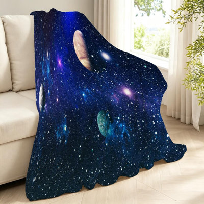 Jeté en molleton transparent ultra doux, imprimé galaxie d'un côté