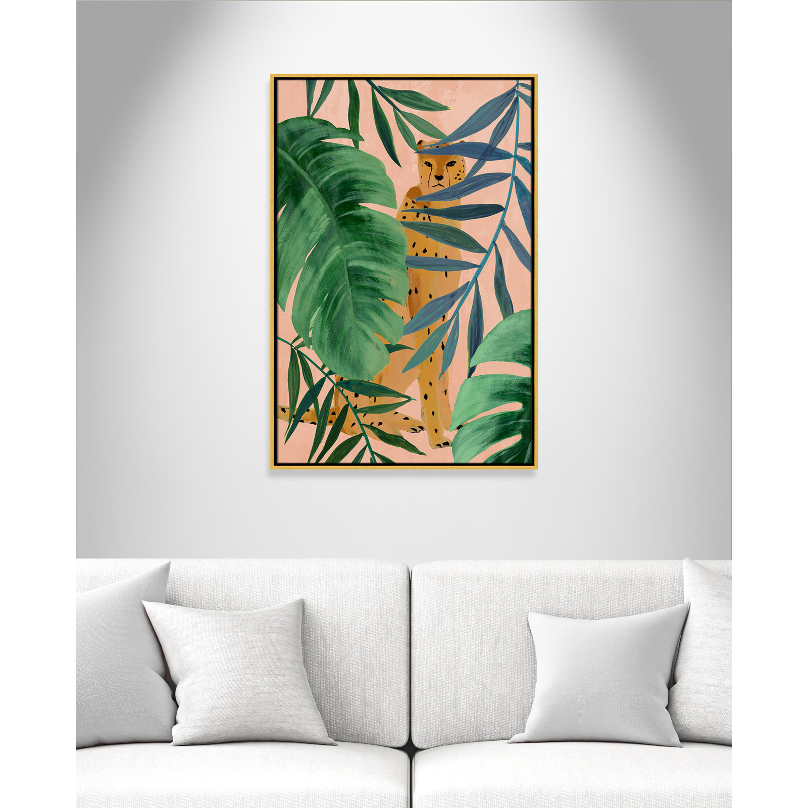 Allie "Silent Jungle" Painting by Isabelle Z, 37.5" H x 25.5" W x 2" D, Gold Framed Canvas