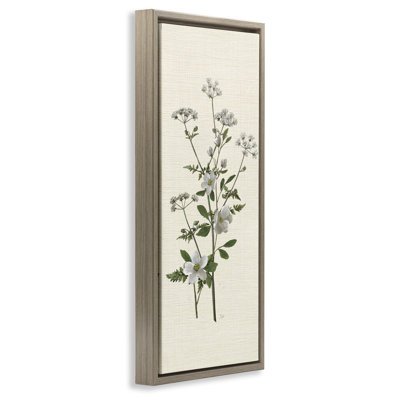 Budding Floral Herbs Sprig Framed Floater Canvas Wall Art, design by Nan