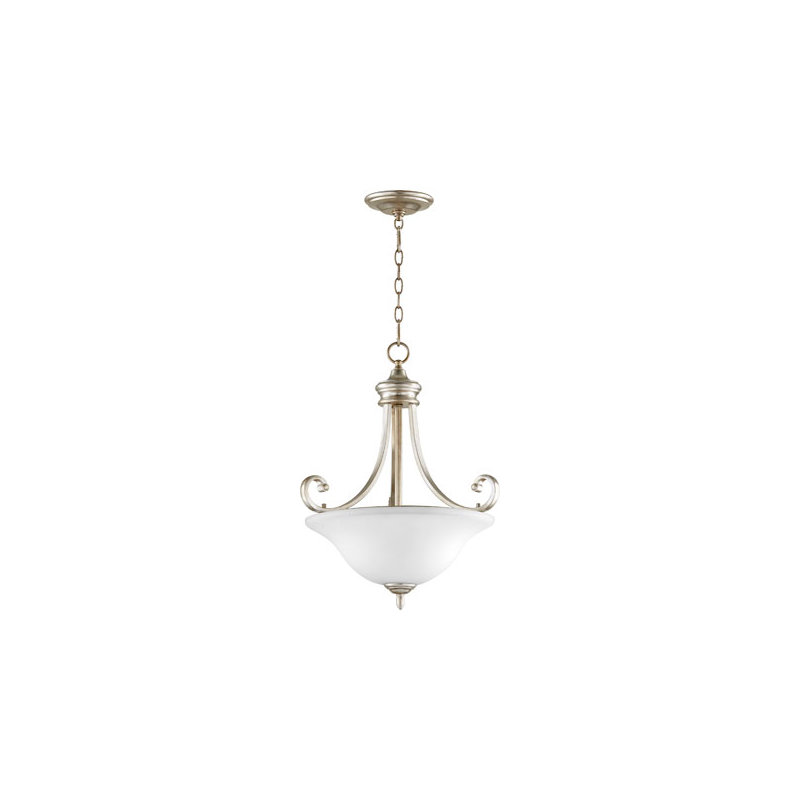 Luminaire suspendu bol 4 lumières unique Cambron, Feuille argentée vieillie