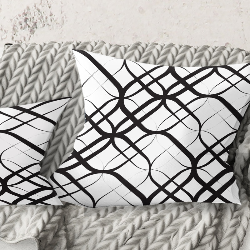 Coussin Monicolore à motif géométrique III - Mid-Century, 18 po x 18 po, Carré