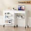 Sewing Table, 2-in-1 Folding Hobby Craft Table, Sewing Machine Desk with Open Storage Shelves and Rolling Casters, Sewings Machine Cabinet Computer Desk Workstation for Home Office(White)