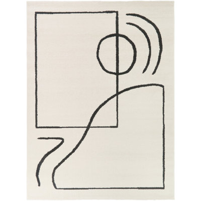 Dorrien Cream/Black Abstract Geometric Area Rug
