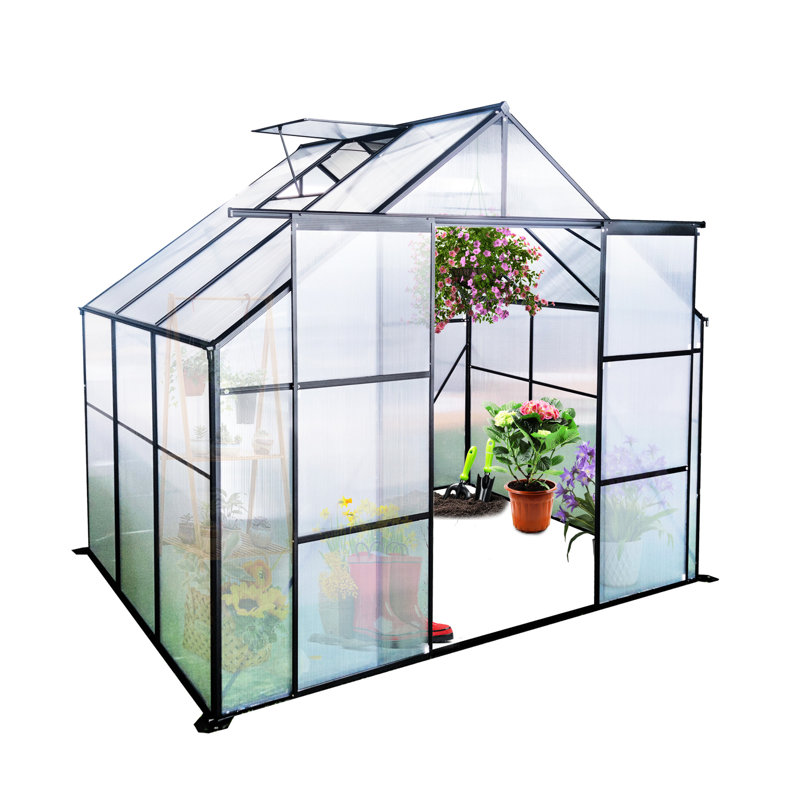 Serre en polycarbonate 8 x 10 pi pour la santé des plantes, arrangement flexible noir, 95.16" H x 121.63" W x 89.61" D