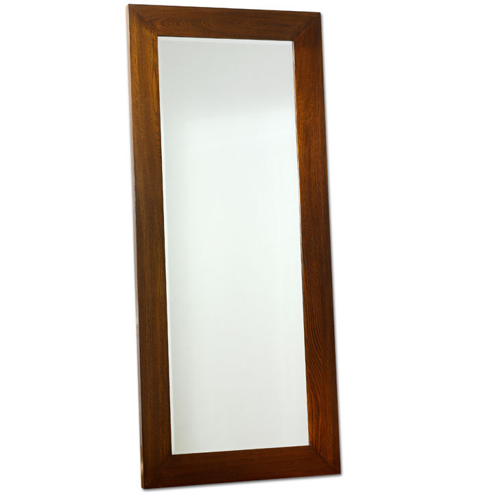Wood Flat Floor Mirror, Warm Elm