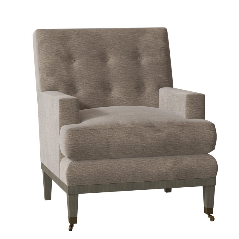Fauteuil capitonné à coussins 34 po Downtown, Paige Jet, Nickel Castor, Finition fumée