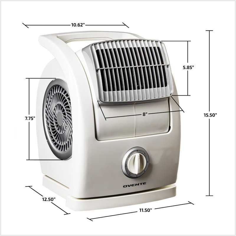 OVENTE Electric Blower Floor Fan 15" with 3-Speed Control, 90° Oscillating and 45° Manual Pivoting Head, Low-Noise Technology and Easy to Clean Air Filter Ideal for Home, Bedroom, Office, White BF74W