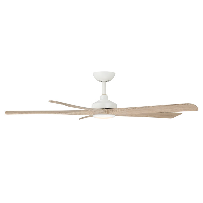 Seressa 56" 5CCT LED Smart Ceiling Fan, Bleached Wood, White