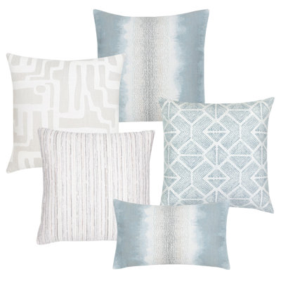Sky Coordinated Set of 2 Indoor & Outdoor Throw Pillows