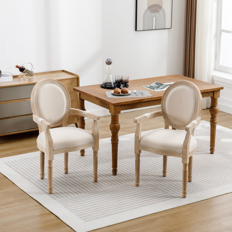 Chaise de salle à manger en bois massif de style français, ensemble de 2