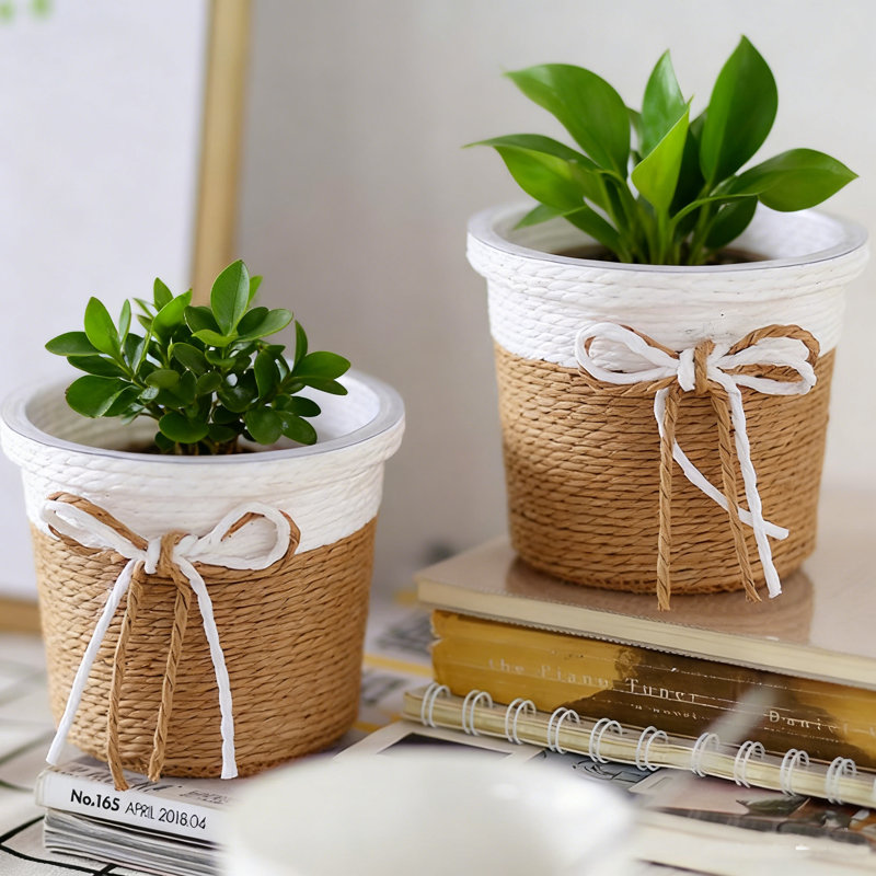4 PCS en papier panier à fleurs en pot de fleurs, couvercle de pots de fleurs, contenants à plantes,