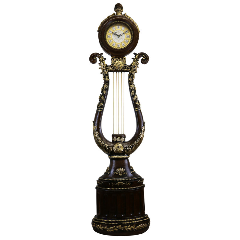 Horloge de plancher 66 po en forme de harpe élégante