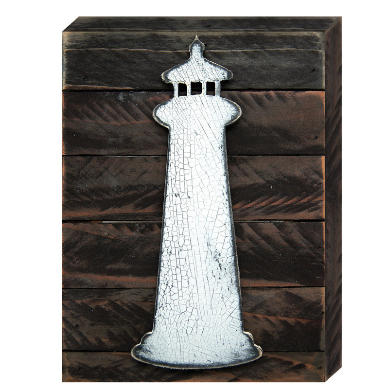 Décoration murale nautique phare rétro, H 8 po x l 6 po x P 1,5 po