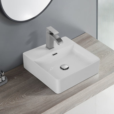 Lavabo de comptoir carré en céramique deux (HomeWides) certifiés CUPC