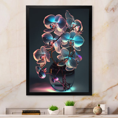 Orchidée blanche lumineuse avec lueur mauve II - reproduction sur toile