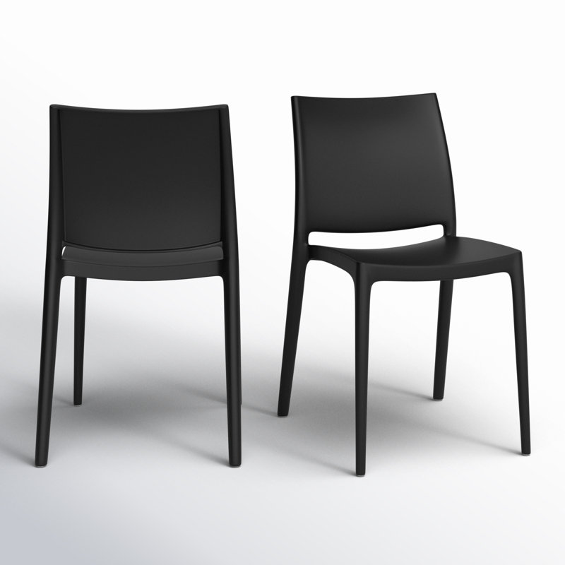 Chaise d'appoint empilage pour ensemble repas de patio Burt, Noir