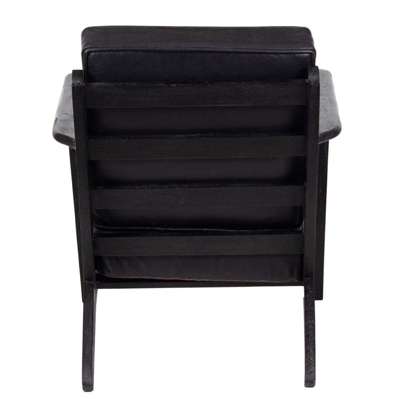 Bacallao 34'' Wide Armchair, Black Leather