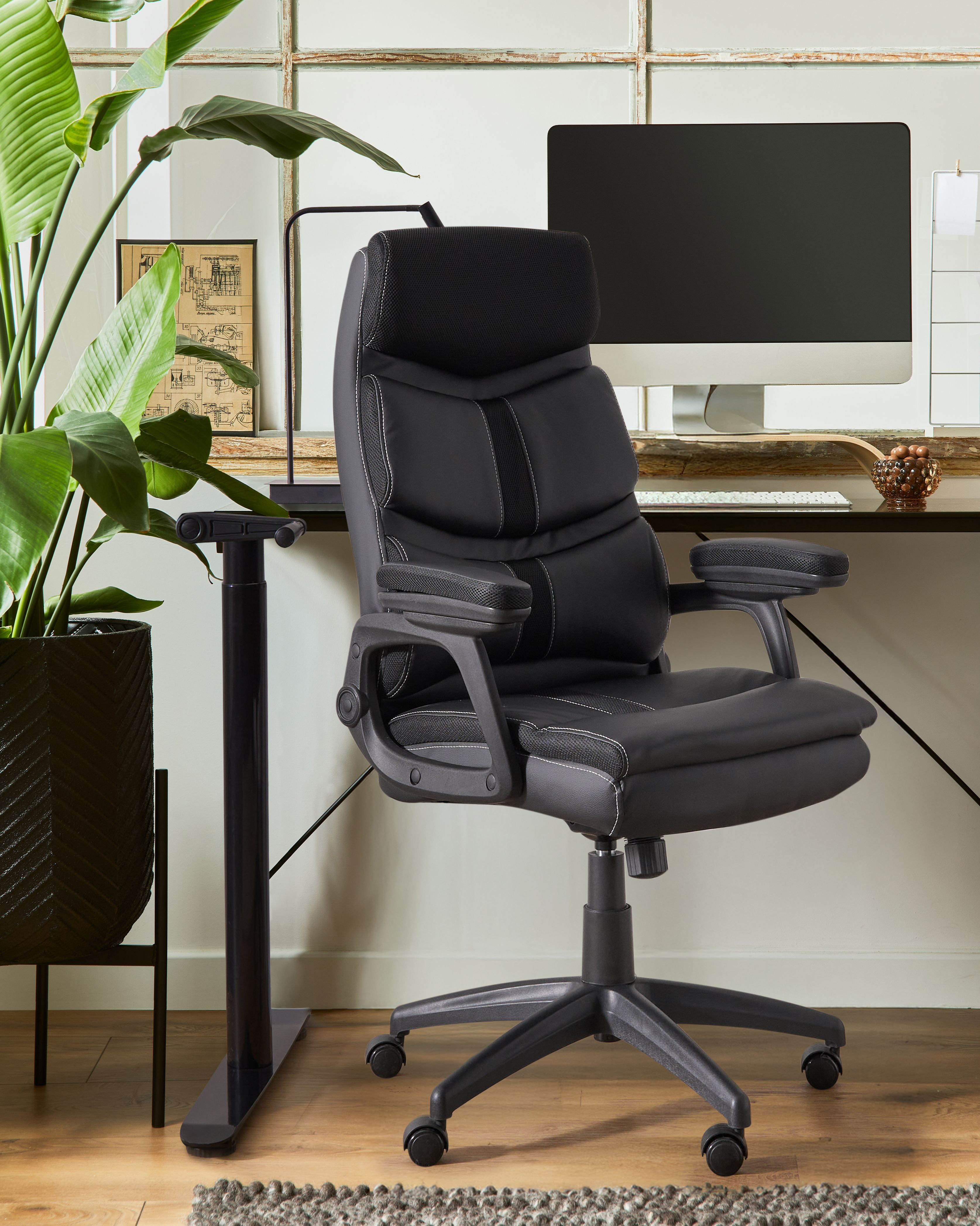 Beliani Executive Chair Swivel RULER Faux Leather Black | Wayfair.co.uk