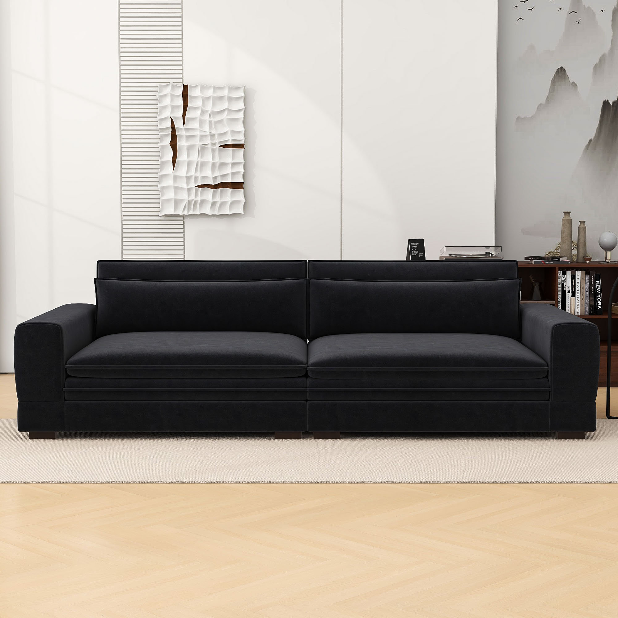Latitude Run® Angelamarie Upholstered Sofa Couch with 2 Lumbar Pillows ...