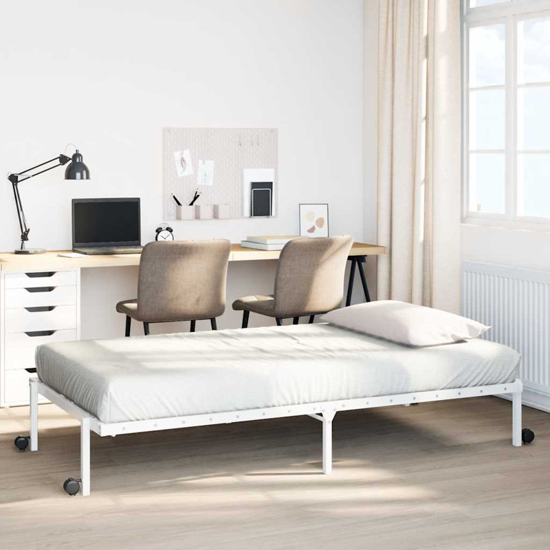 Bed Frame Without Mattress Foldable Steel, 79.5 x 212cm, White