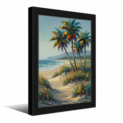 Plants &Flowers Tropical Beach With Palm Trees And Ocean View