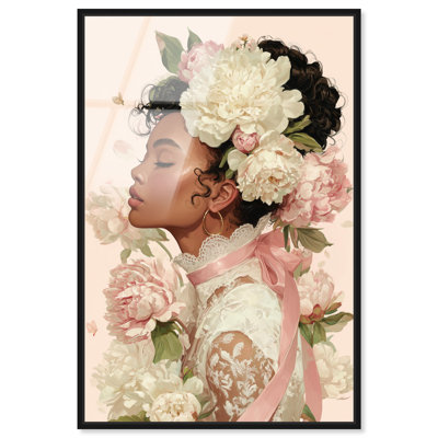 Décoration murale encadrée «Gentle Coquette Bloom» par Art Remedy, cadre noir, 10 x 15