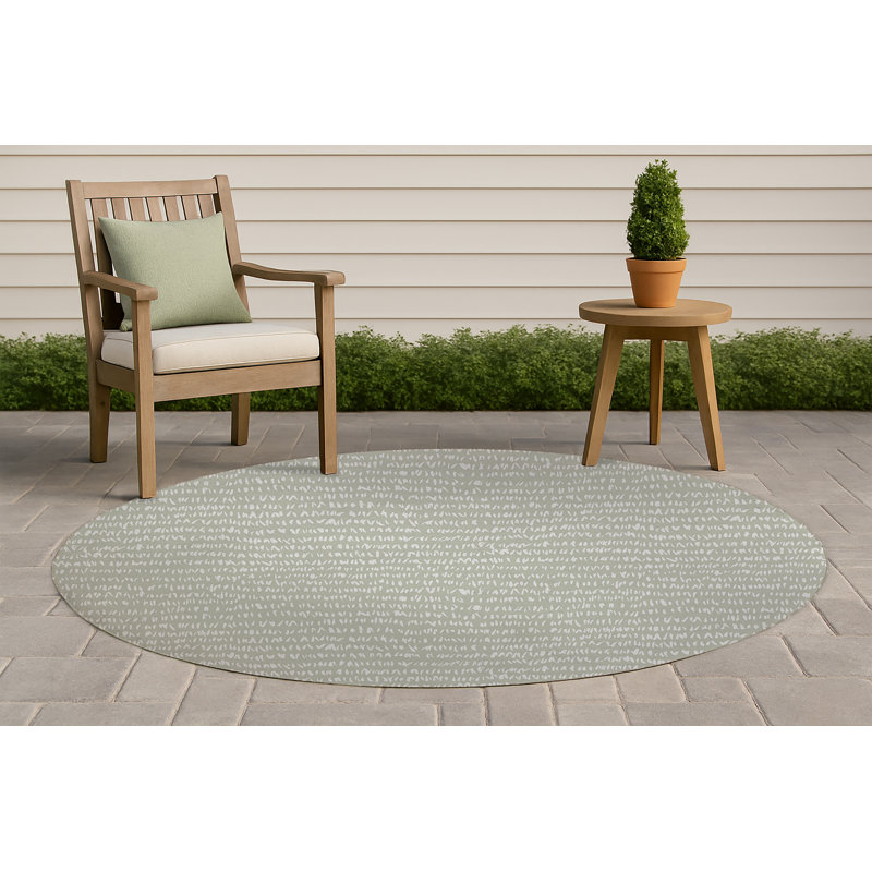 Crop Row Non-Slip Outdoor Rug, Round 5'