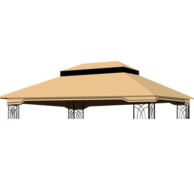 Auvent de remplacement pour pavillon de jardin 10 pi x 12 pi brun clair. Tissu avec protection et imperméabilité. Écran à deux niveaux pour trous de drain de toit. Convient à un pavillon de jardin 10X10. Housse pour patio Revel In Outdoor Relaxation - Brun clair. , &