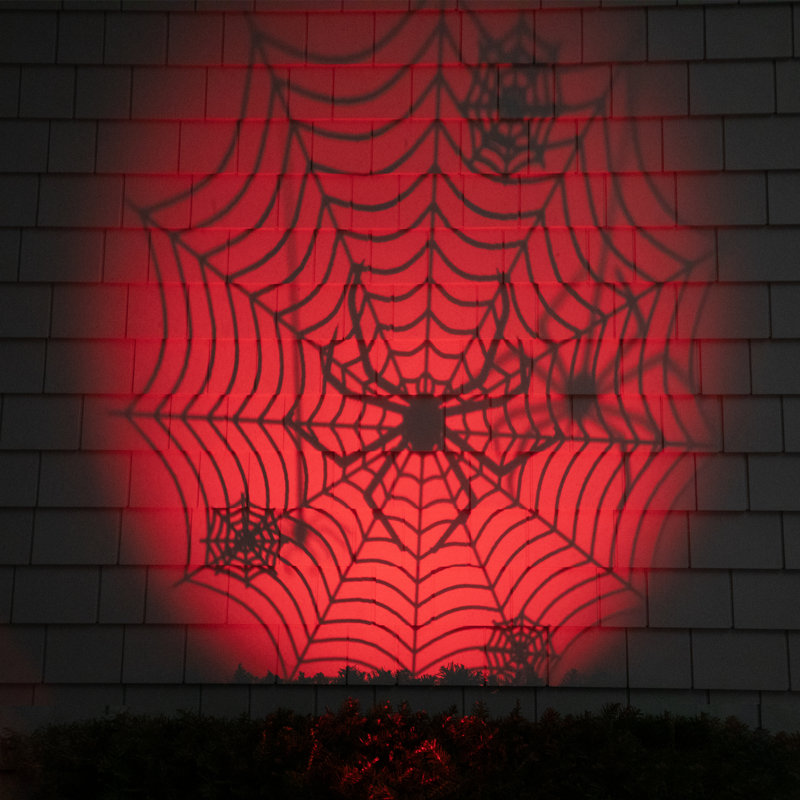 Spiderweb With Falling Spiders Halloween Outdoor Light Projector - 7"