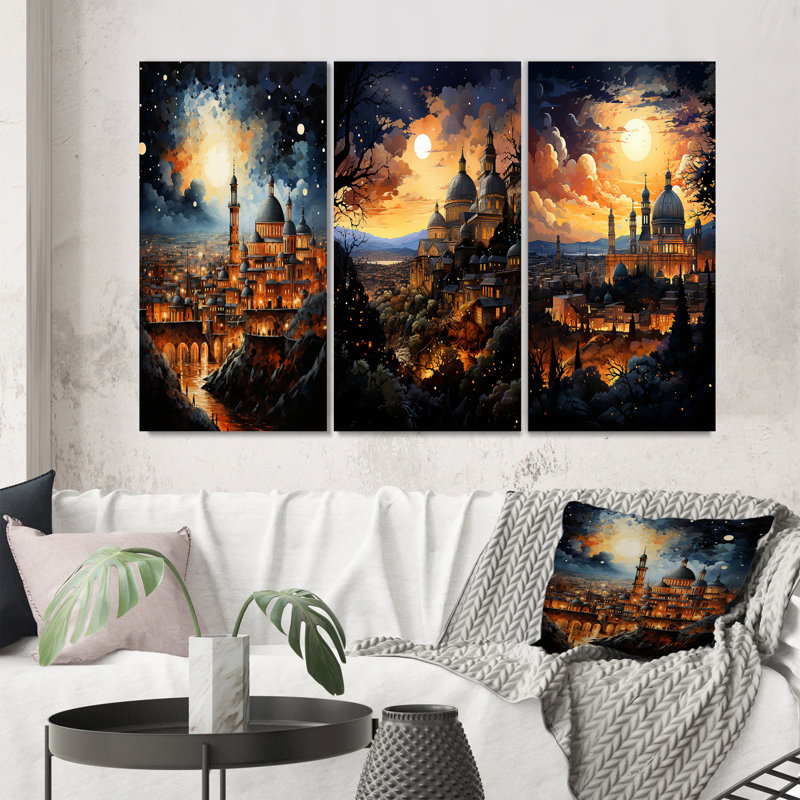 "Christianity Skyline The", 3 pièces sur toile, Toile tendue, H 20 po x l 36 po