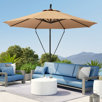 Parasol en porte-à-faux 9,5 pi avec sangle, housse, kaki