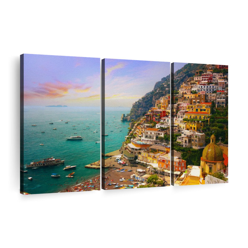 «Bustling Village Of Positano» sur, H 36 po x l 57 po