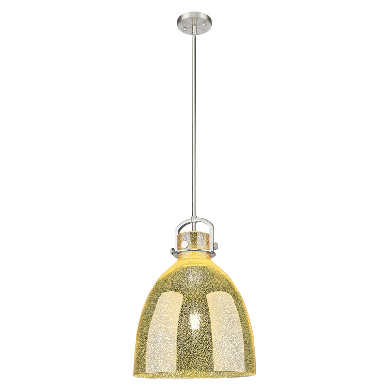 Luminaire suspendu 1 lumière Badillo, Mercure, H 18,25 po x l 14 po x P 14 po, Nickel satiné