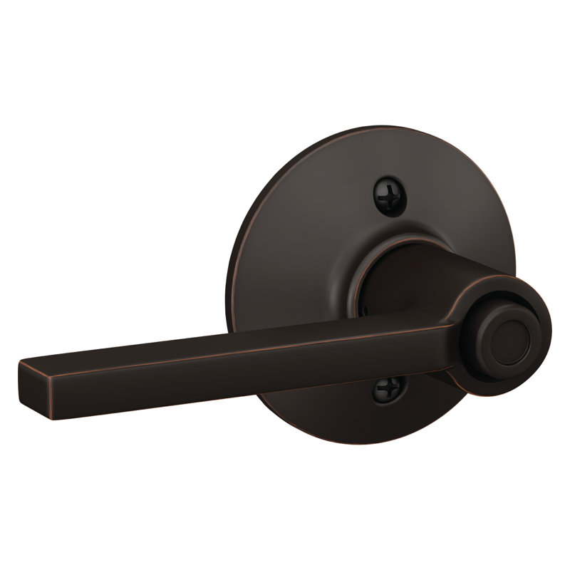 Latitude Lever Bed and Bath Door Lock, Aged Bronze