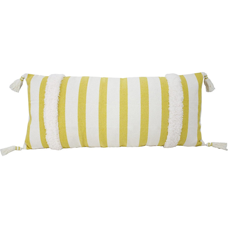 Coussin rayé, Housse de coussin seulement - sans coussin, Jaune