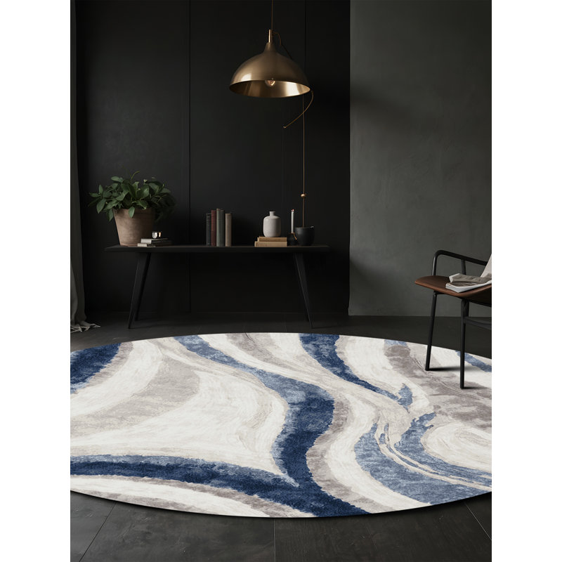 Tapis gris lavable à la machine, Rond 6 pi