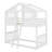 Twin Over Twin Size House Bunk With Ladder And Window,Wood Bunkbed W/Full-Length Guard Rail & Ladder,Slat Support-244794843