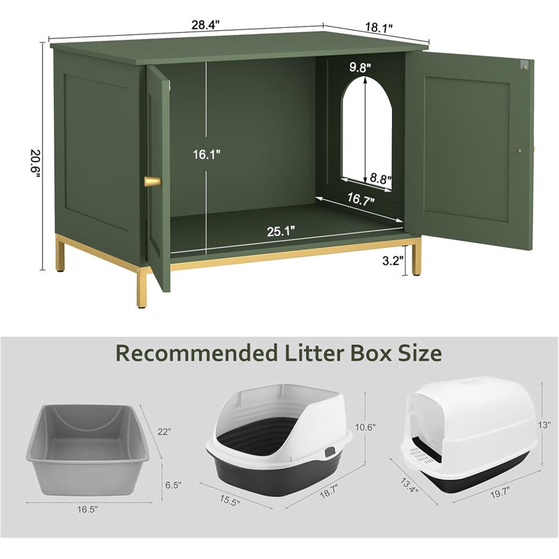 Enceinte de litière pour chat, meubles de salle de bain pour chat avec structure en métal, maisonnette pour animal de compagnie
