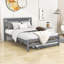 Lit plateforme double en bois avec lit gigogne réglable simple et tête de lit-87055825
