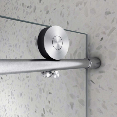 Frameless One Fixed And One Shifted Shower Door,Stainless Steel Large Pulleys With Adjustable Soft Closing Function