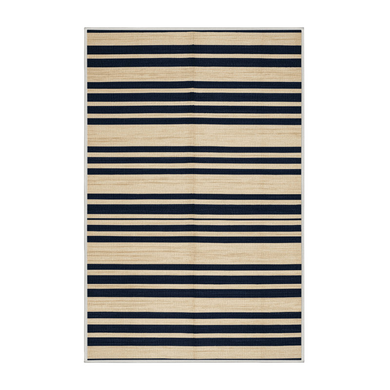  Tapis lavable rayé bleu marine crème, Tapis de couloir 2 pi x 5 pi