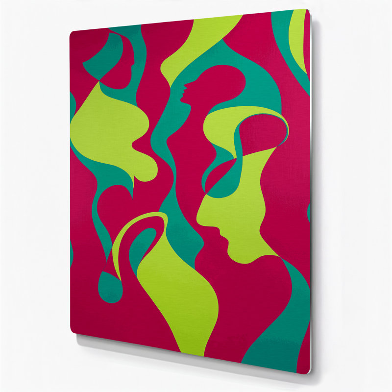 Abstrait art figuratif métal rouge 85, H 11 po x l 14 po