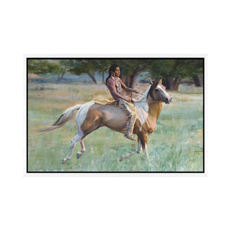 New Pony 1 Piece Painting on Canvas, 66.04cm H x 101.6cm W x 3.81cm D, White Framed